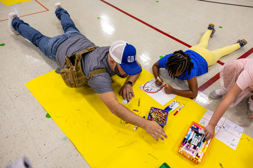 students complete a project for dot day at glen oaks
