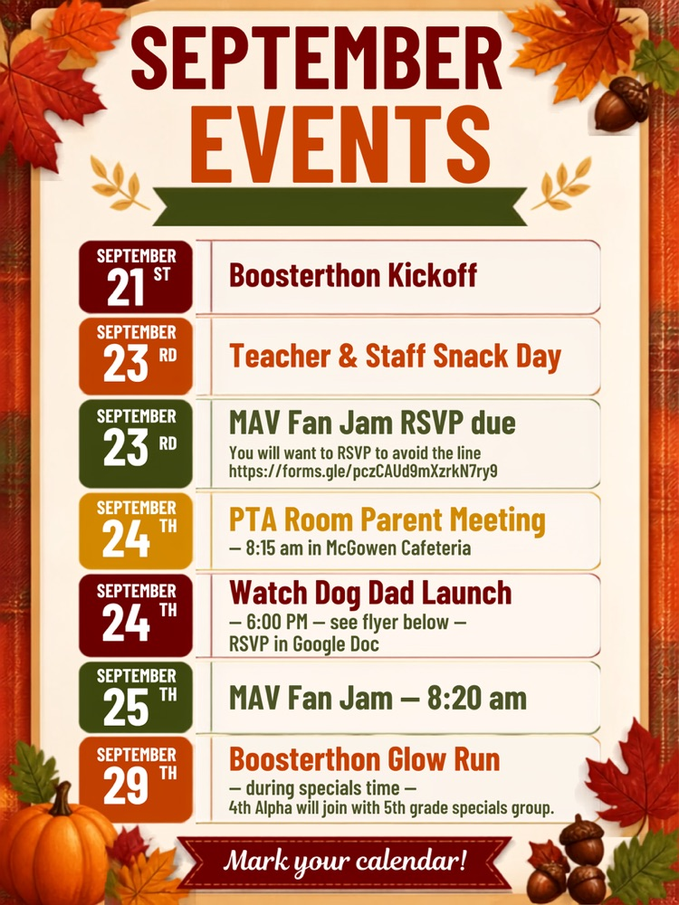 this weeks events at McGowen