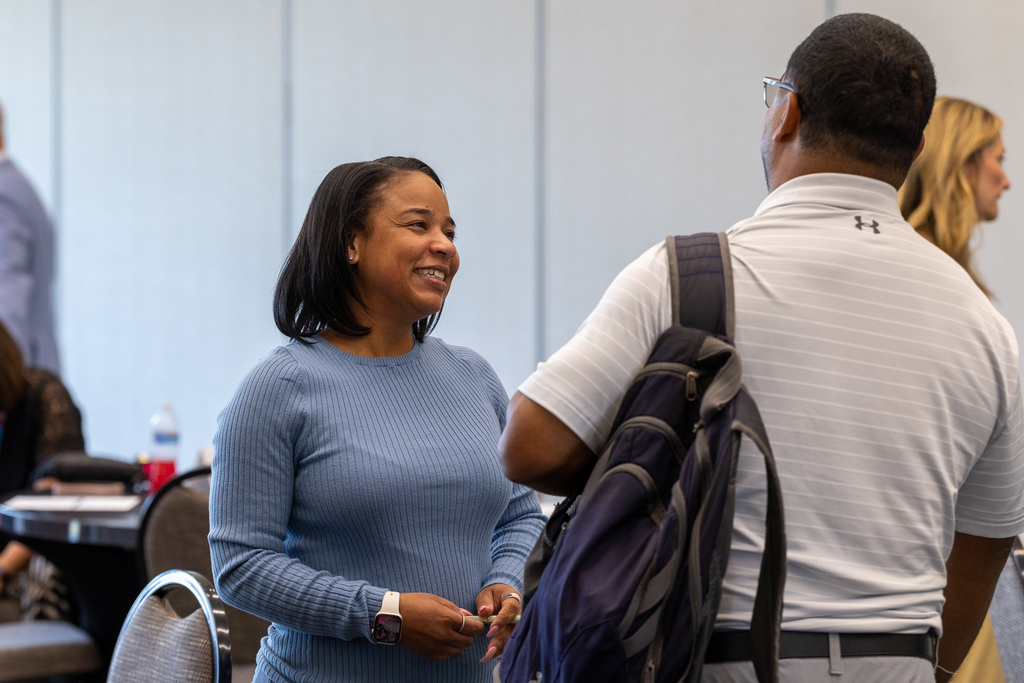 Inetra Nelson smiling and talking