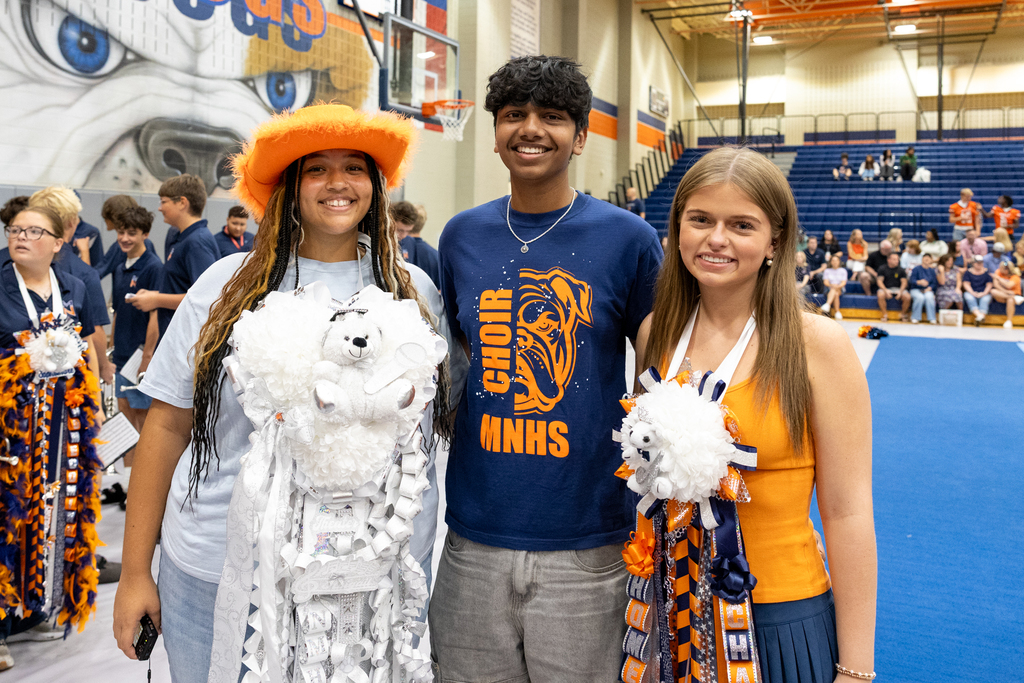 students pose for a photo at the mckinney north pep rally 