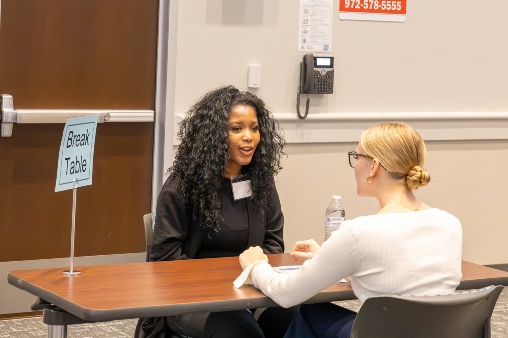 students participate in interviews at the ism business symposium 