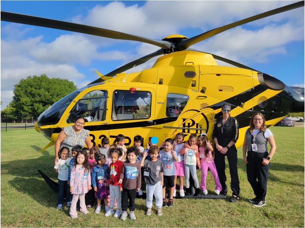 Mrs. Sias at the helicopter