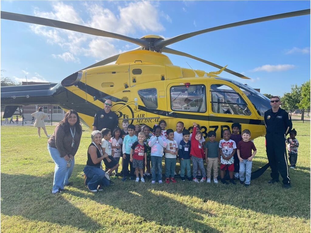 mrs. koonce at the helicopter