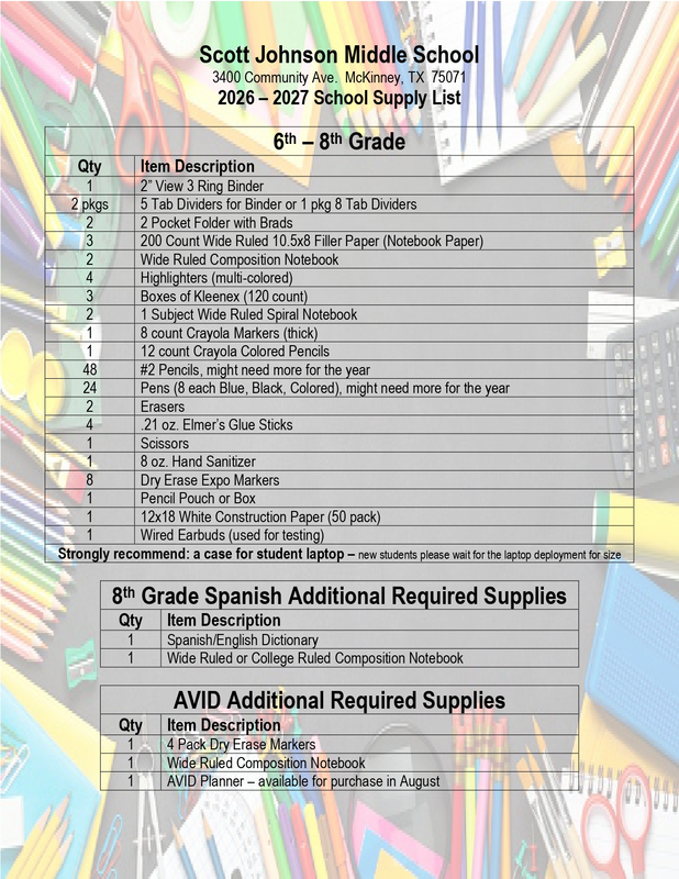 26-27 School Supply List