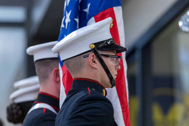jrotc member standing at attention