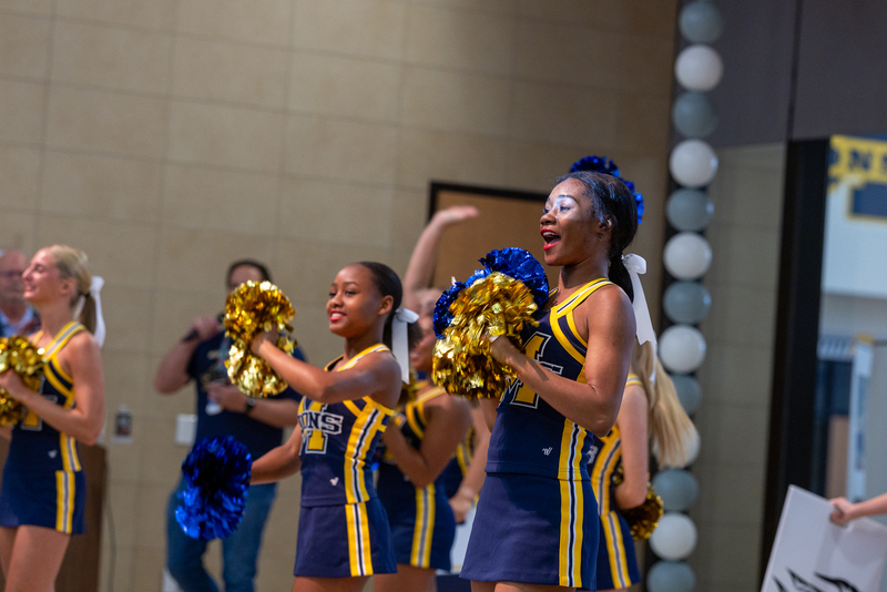 MHS cheerleaders on stage