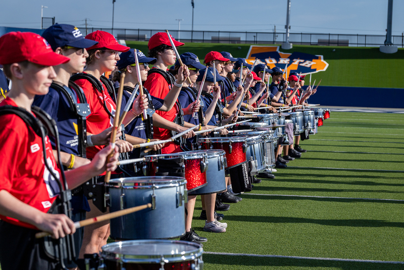 view of combined drum lines  on field