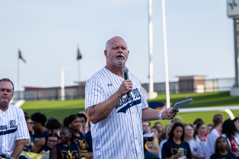 Pratt on stage speaking