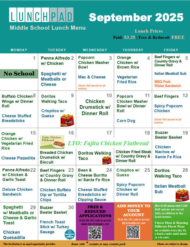 Lunch menu