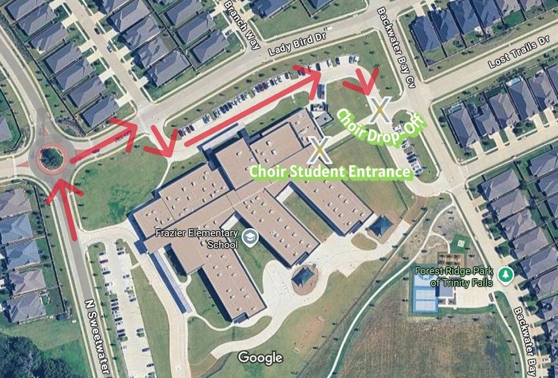 choir drop off map