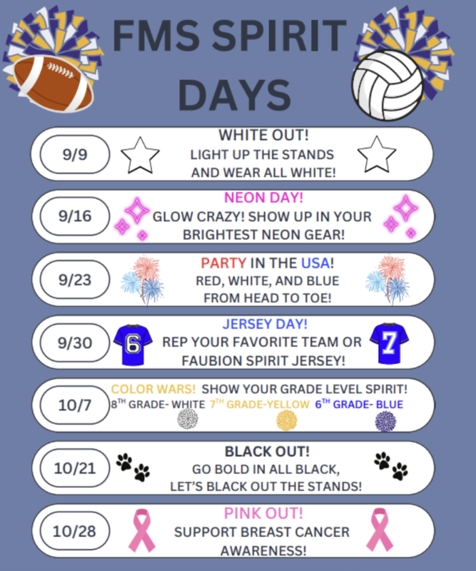 Spirit Days Schedule