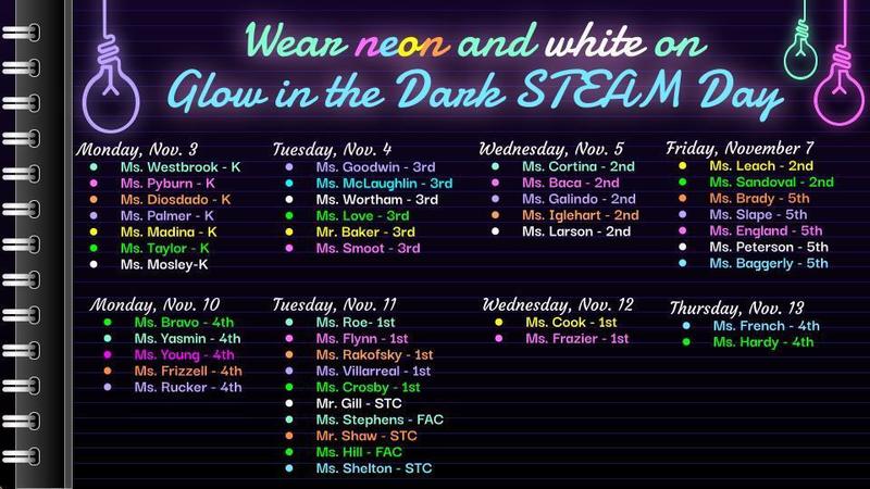 glow in the dark schedule