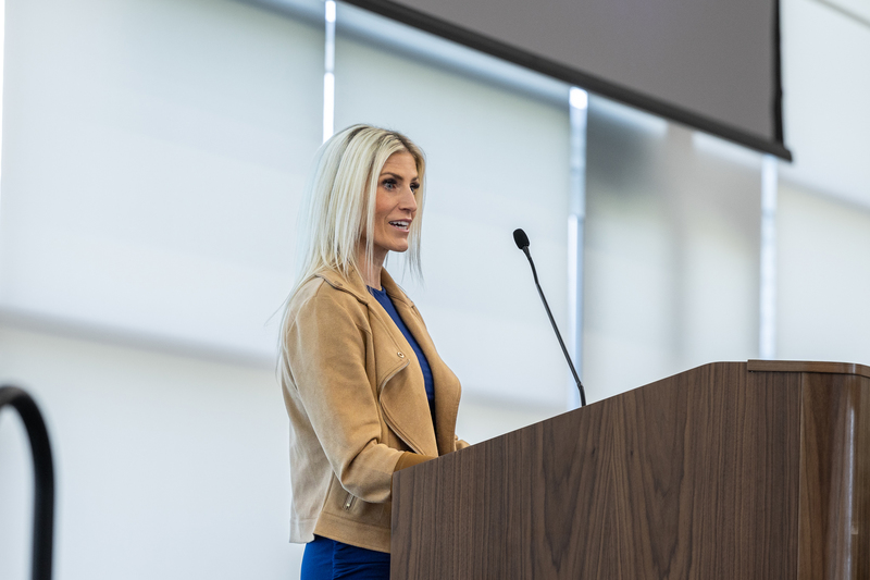 Britany parker at the podium speaking