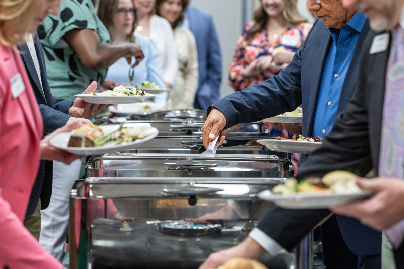guests going through serving line