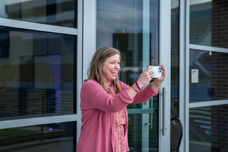 teacher taking a photo