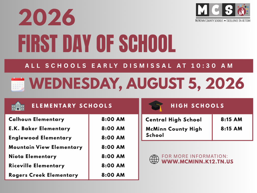 McMinn County Schools Back to School Early Dismissal