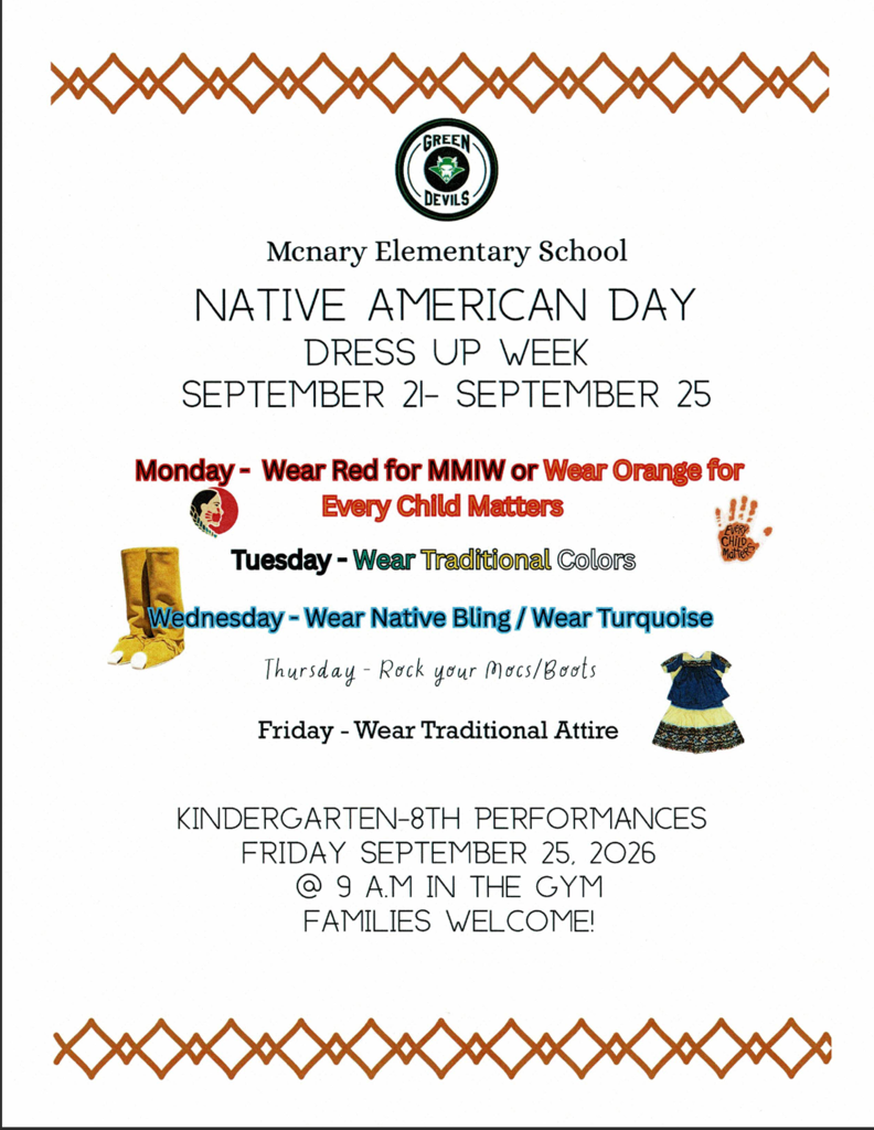 Native American Day Celebration is Friday, September 25, 2026 at 9:00 am. 