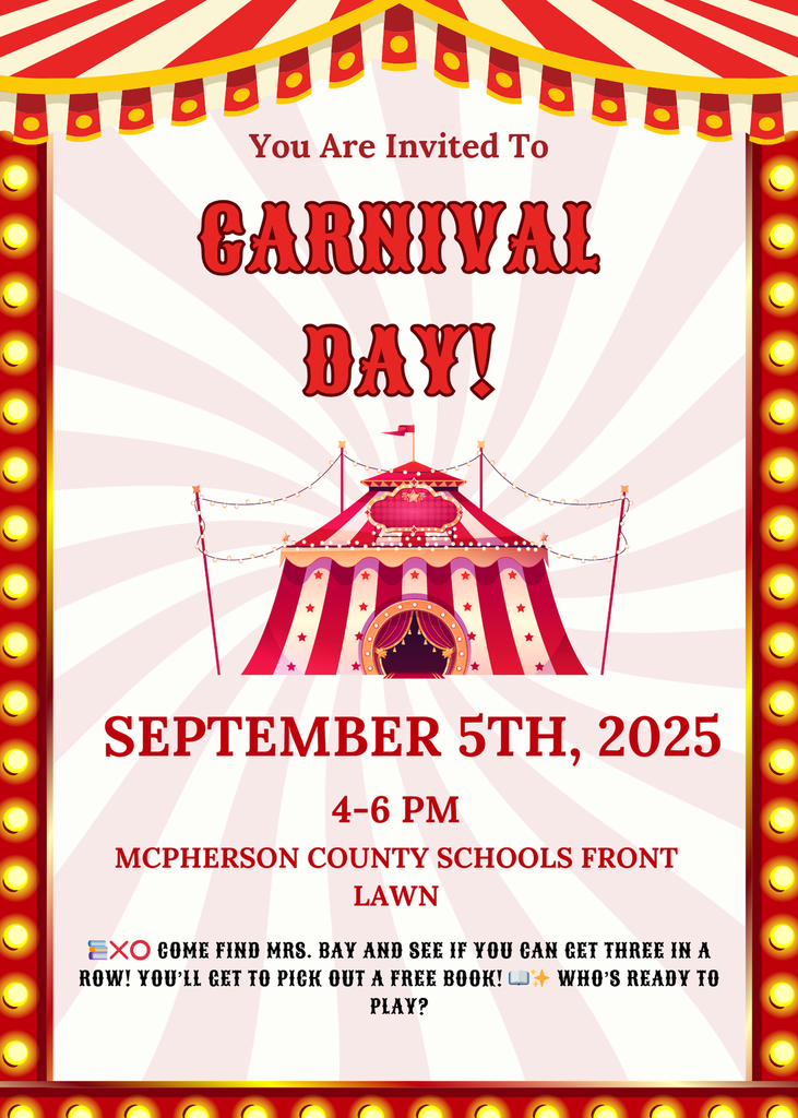 🎉 Carnival time! 🎉 Come find Mrs. Bay on Friday, and take home a FREE book if you win! 📚❌⭕