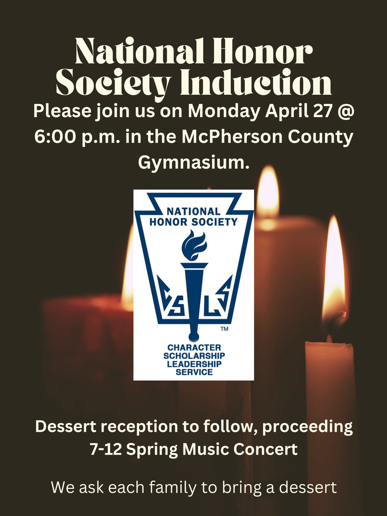 NHS induction ceremony, April 30th @ 6:00 p.m.