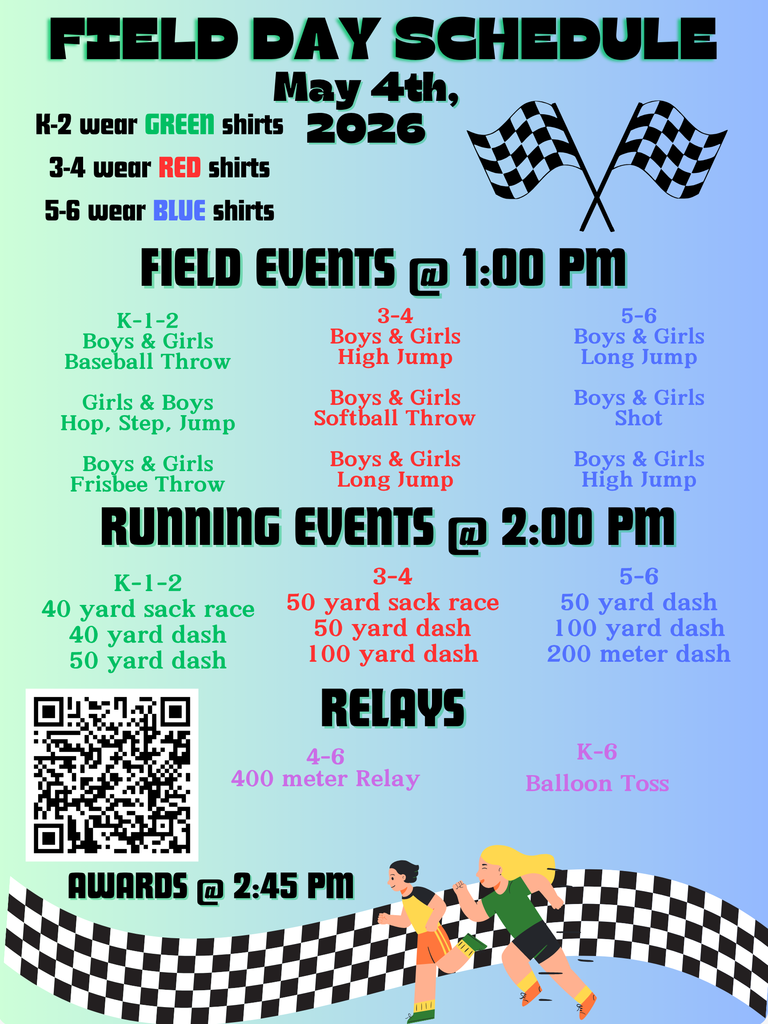 Field day schedule starting at 1:00 p.m.