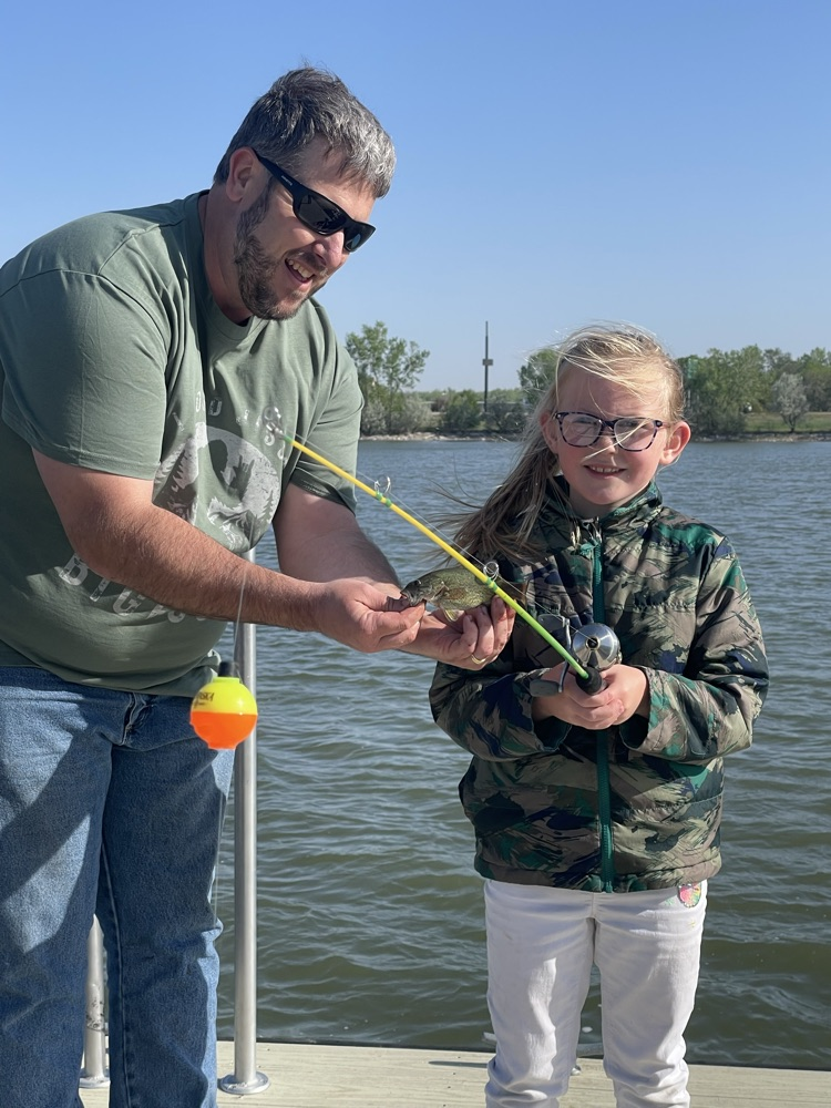 First grade catching fish.