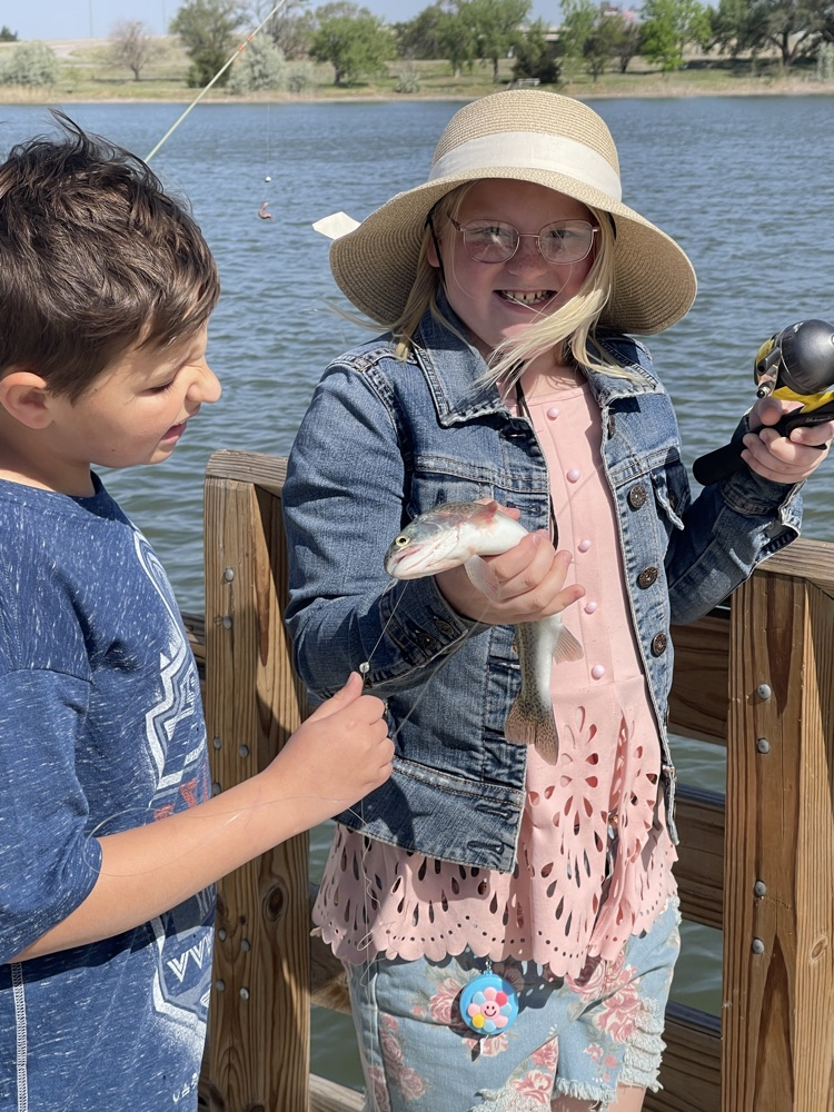 Fourth grade catching fish.