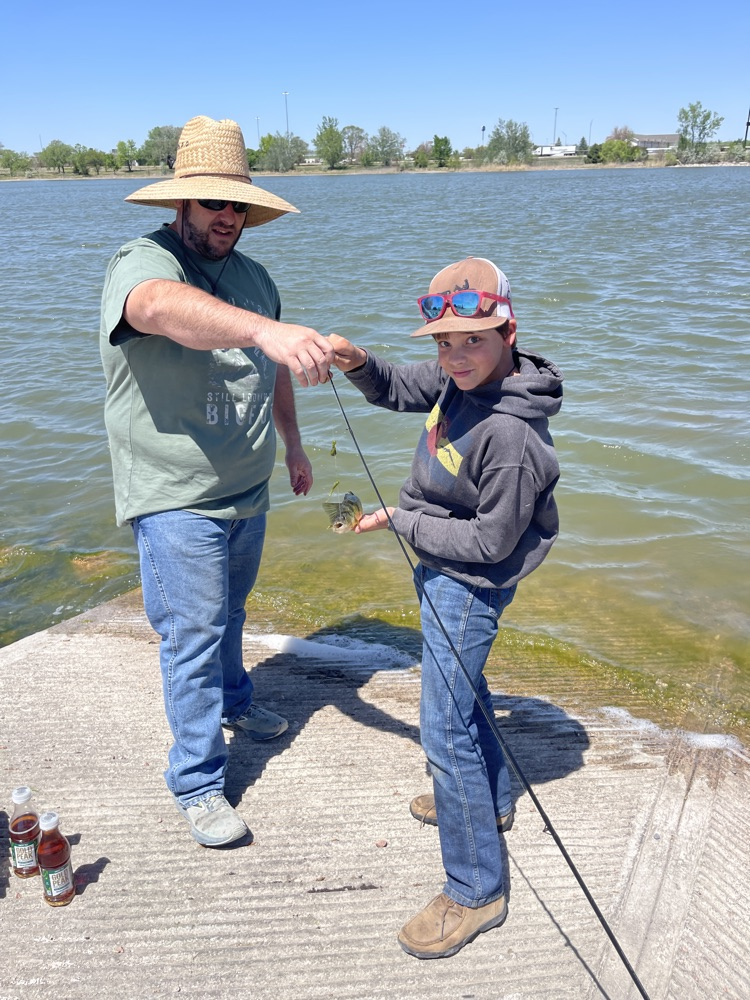 Junior high catching fish.