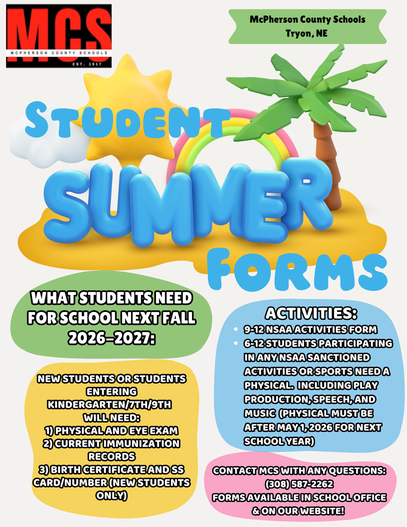 Student summer forms for the fall.