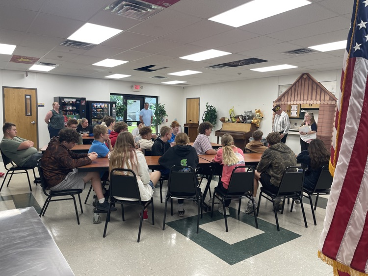 Students listening to VFW and women’s auxiliary.