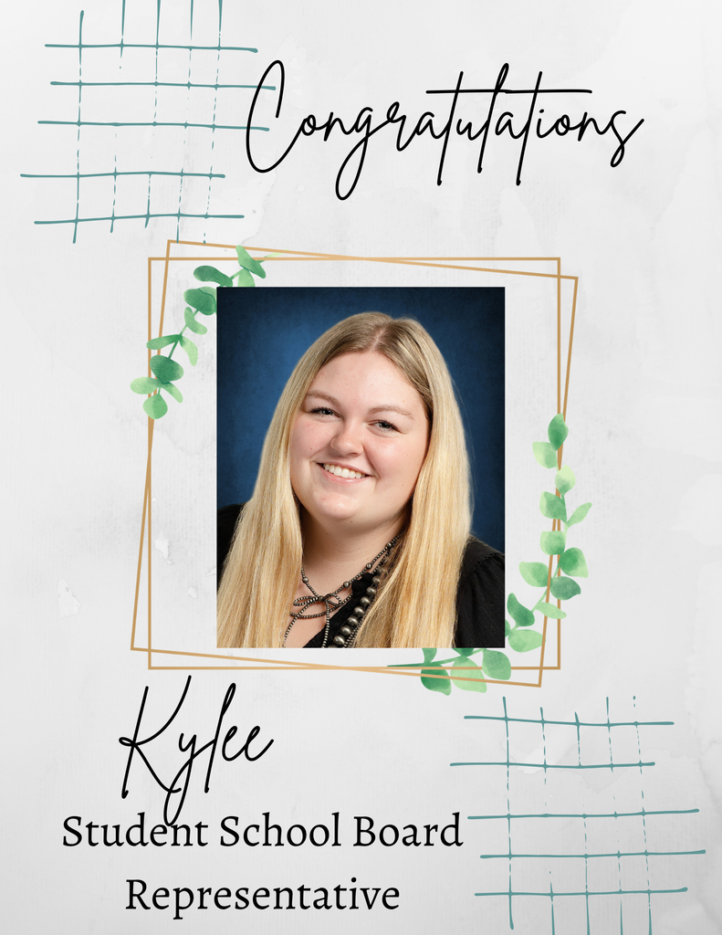 Kylee student school board representative for 2026-2027.
