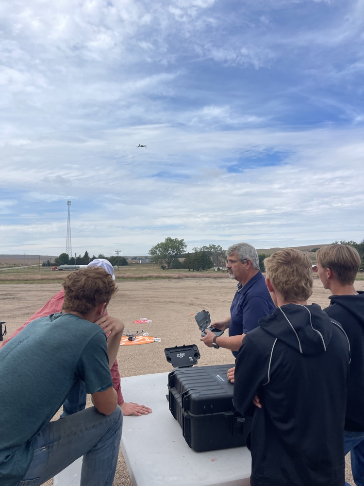 Flying drones.
