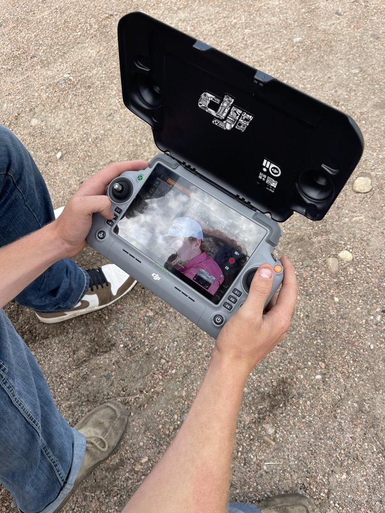 Flying drones.