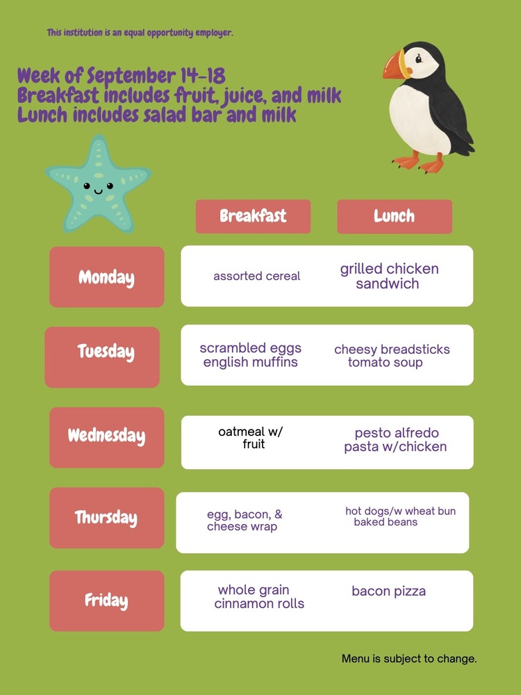 Menu September 14-18