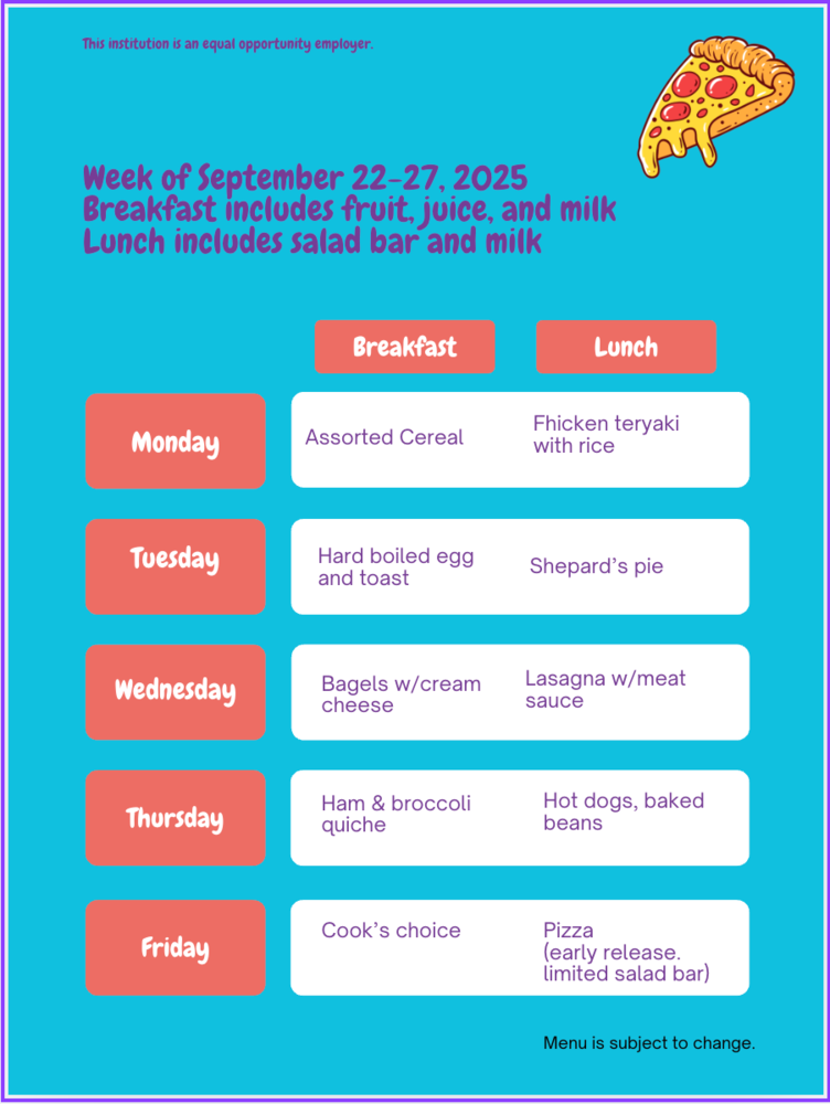 Menu September 22-27