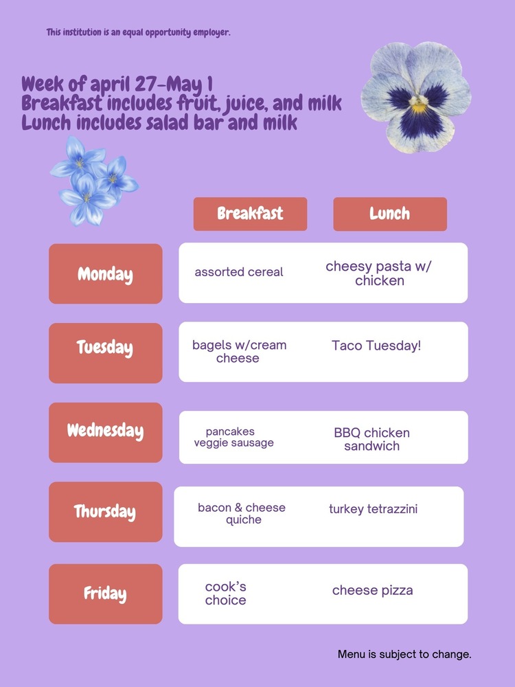 Menu April 27-May 1