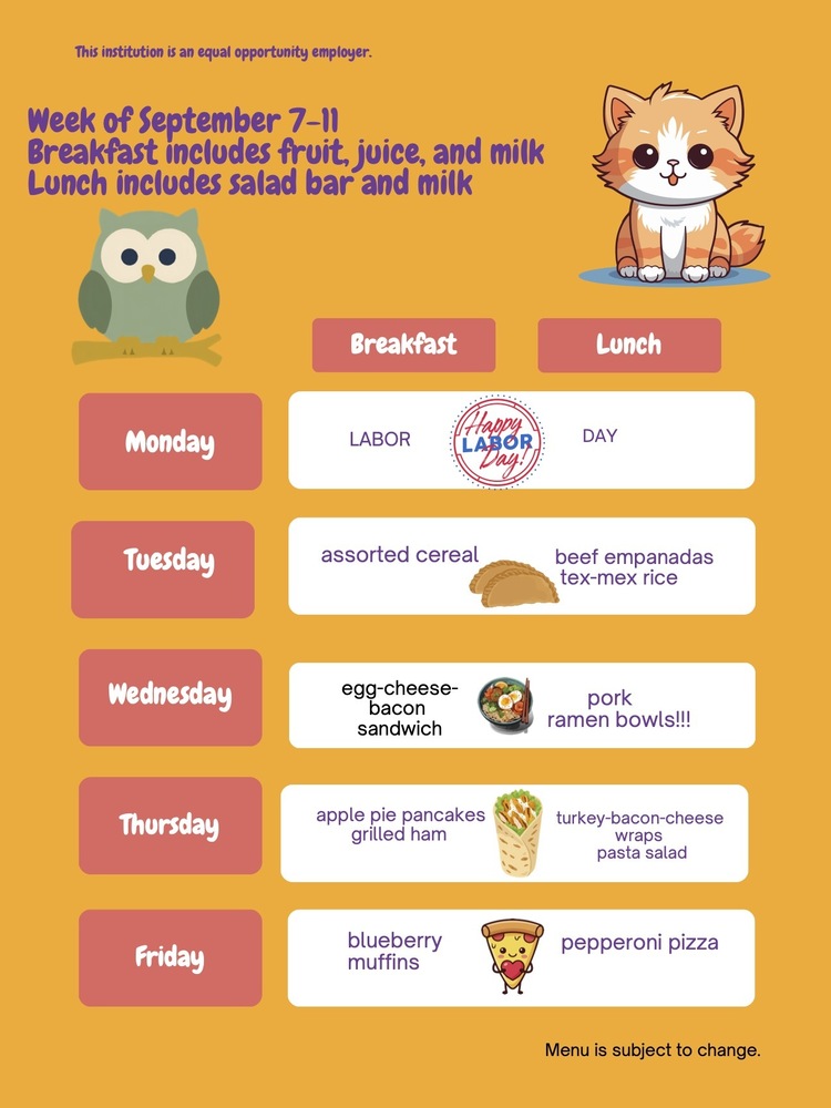 Menu September 7-11
