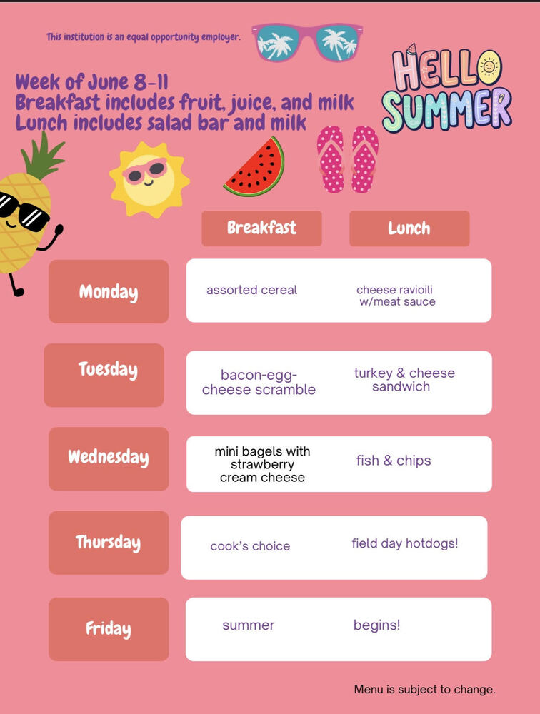 Menu June 8-11