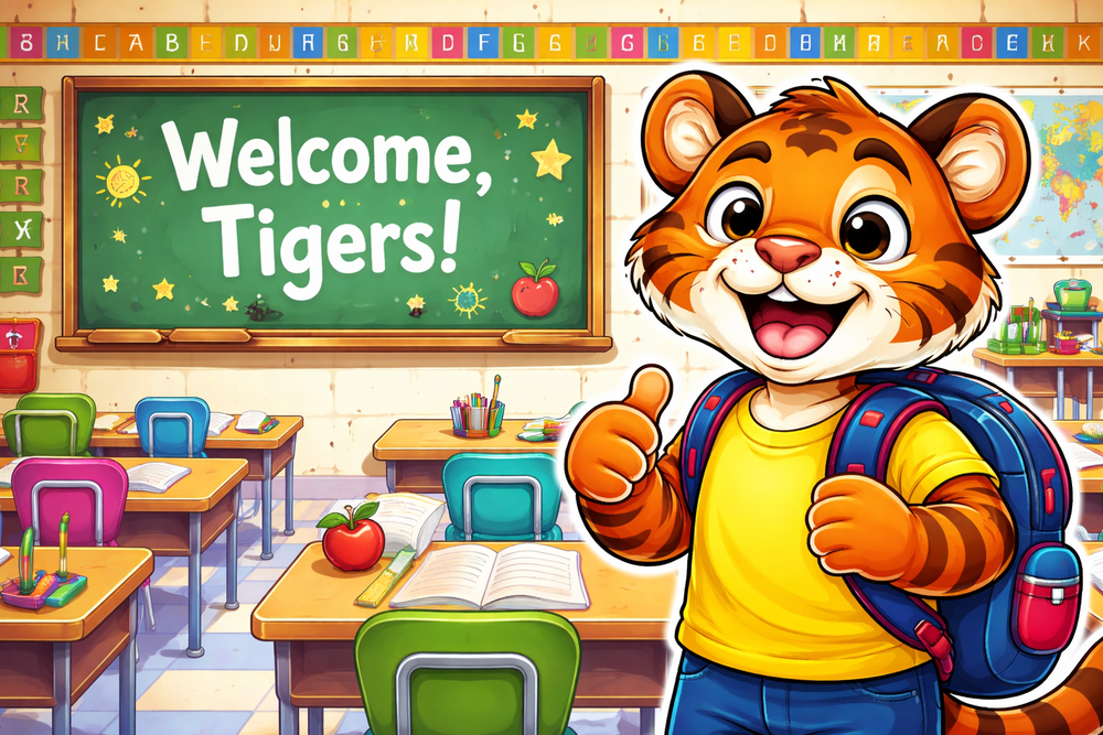 Image of tiger on their first day.