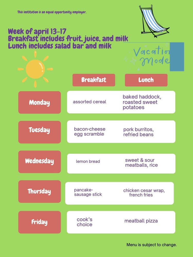 Menu April 13-17