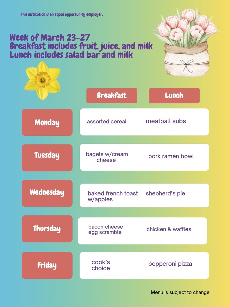 Menu March 23-27