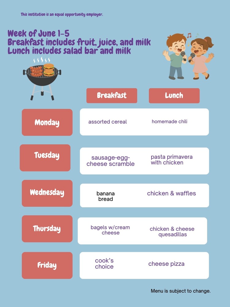 Menu June 1-5