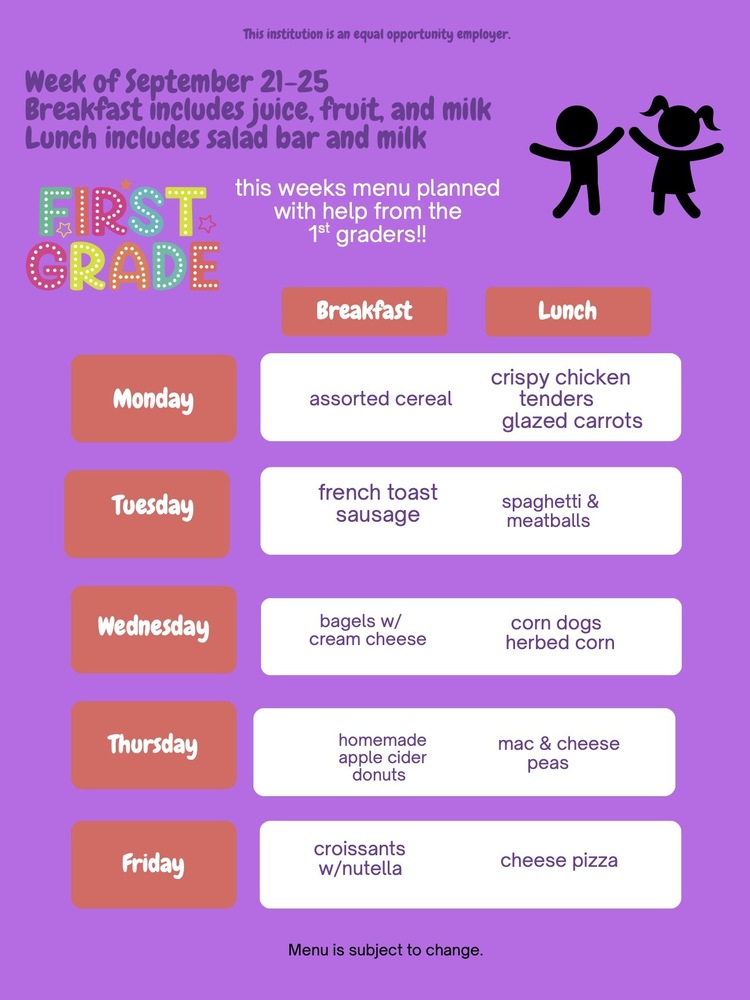 Menu September 21-25