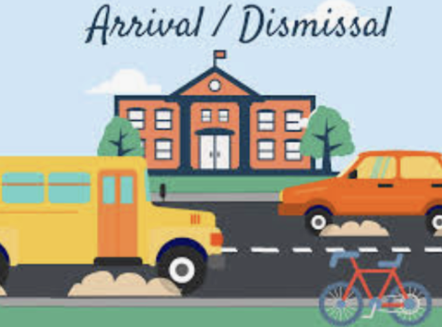 vehicles in front of school building
