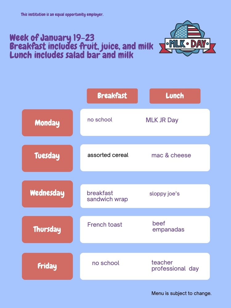 Menu January 19-23
