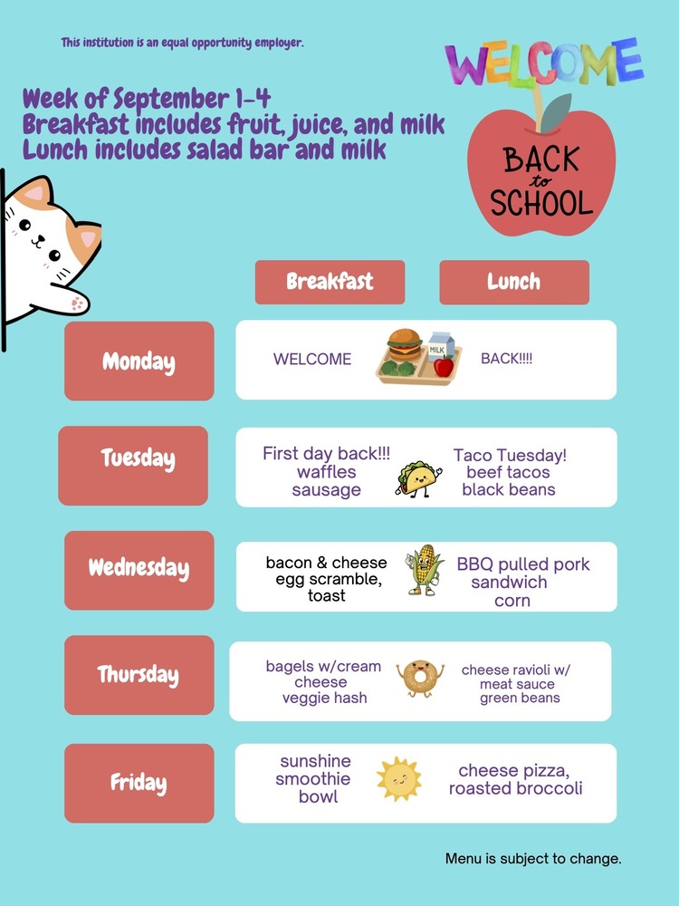 Menu September 1-4