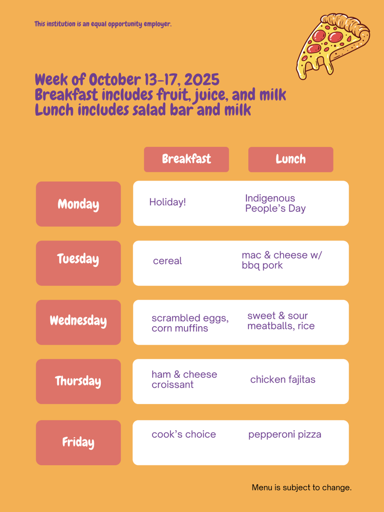 Menu October 14-17