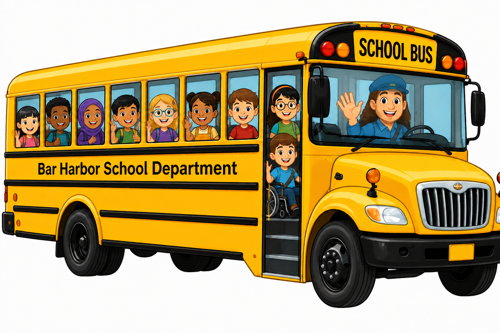 image of school bus with students and driver