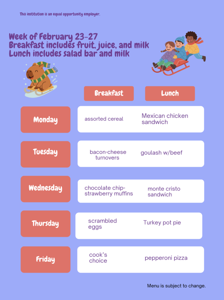 Menu February 23-27