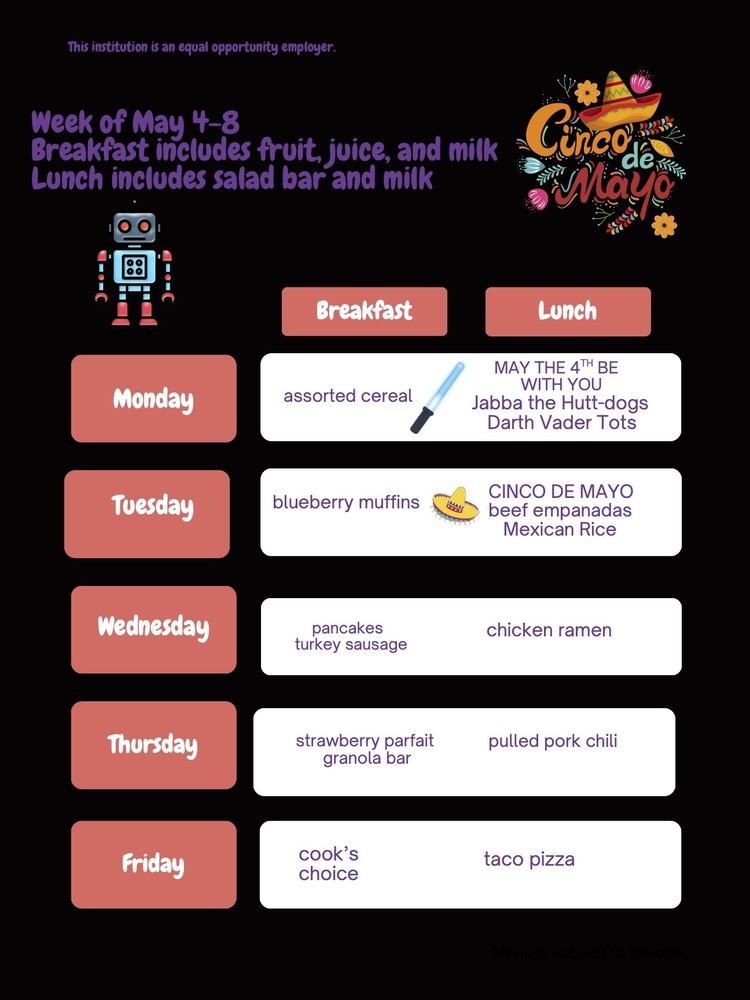 Menu May 4-8