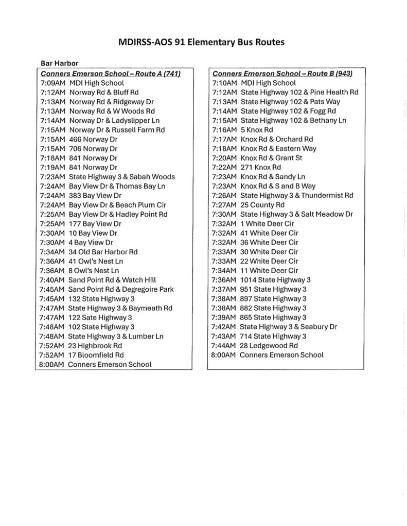 UPDATED Bus A and B Routes